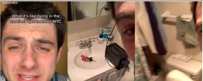 Viral: hombre muestra su vida en un baño de Nueva York